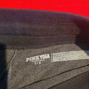 Pink brand yoga joggers.